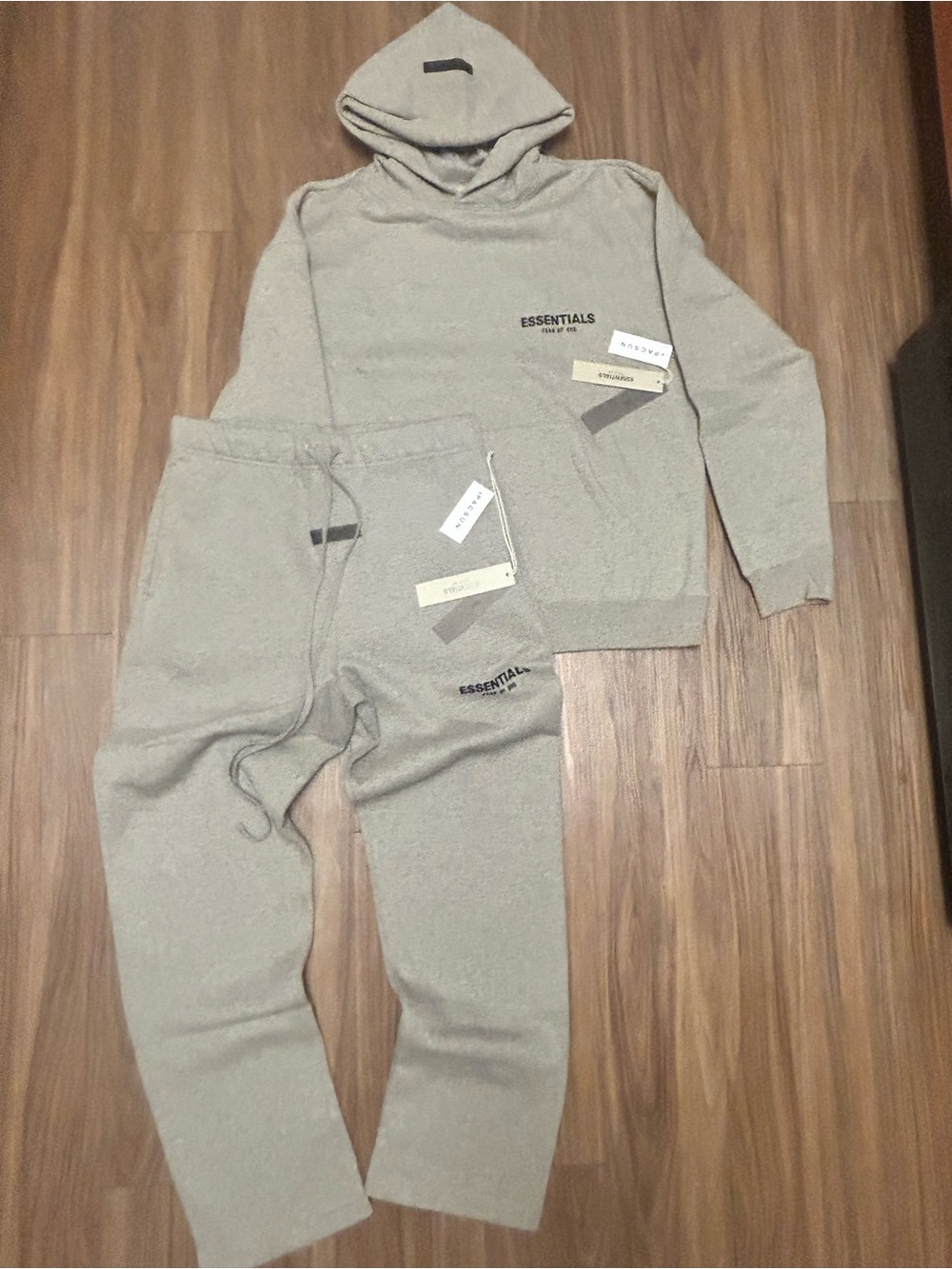 Essentials Kids Hoodie and Sweatpants Set in Light Gray